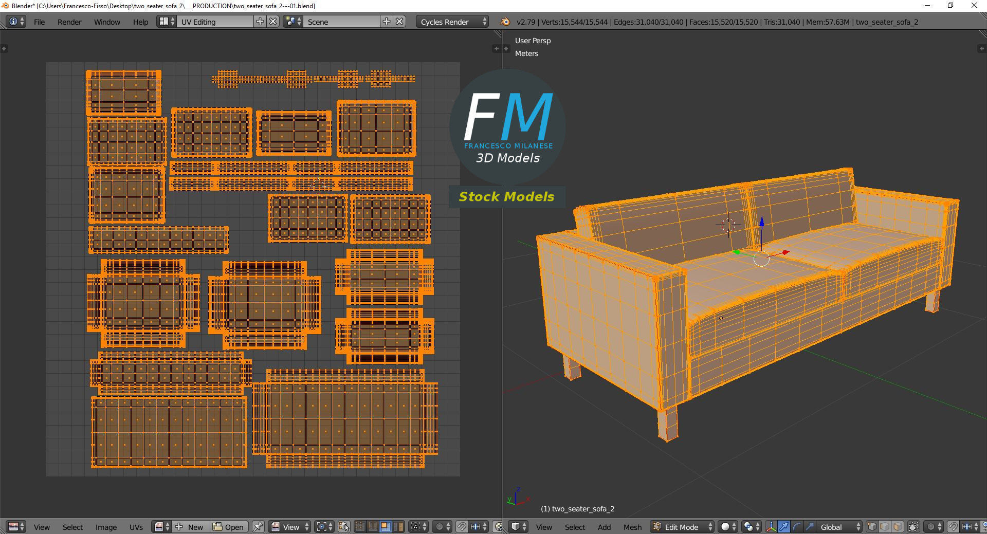 Two seater sofa 2 3D model_10