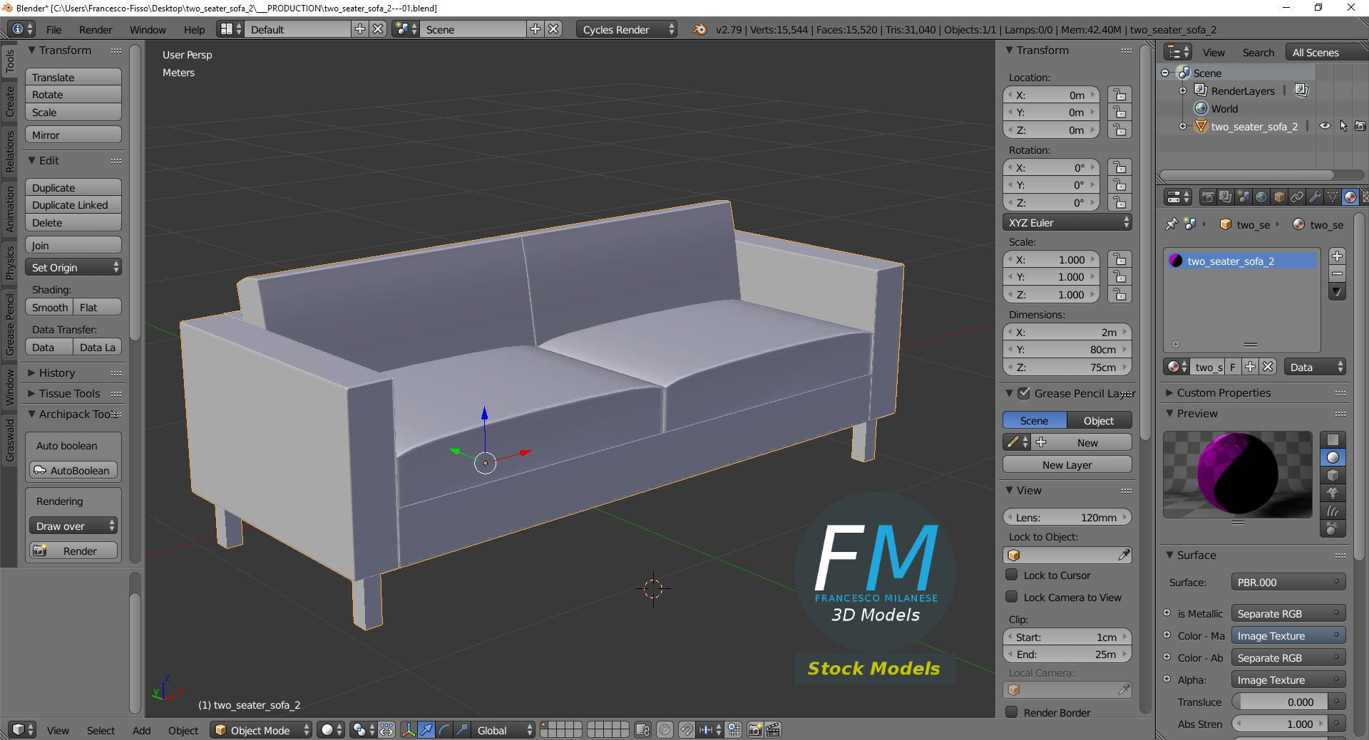 Two seater sofa 2 3D model_9