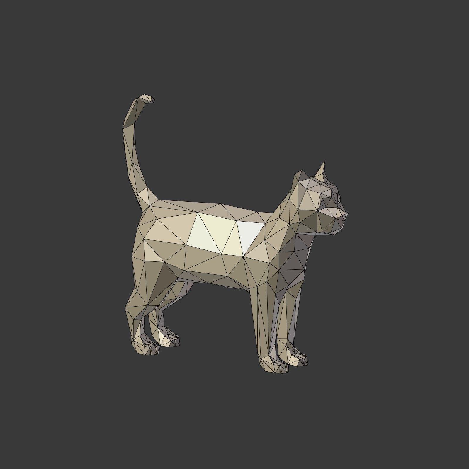 Low Poly Cartoon Cat Low-poly 3D model_4