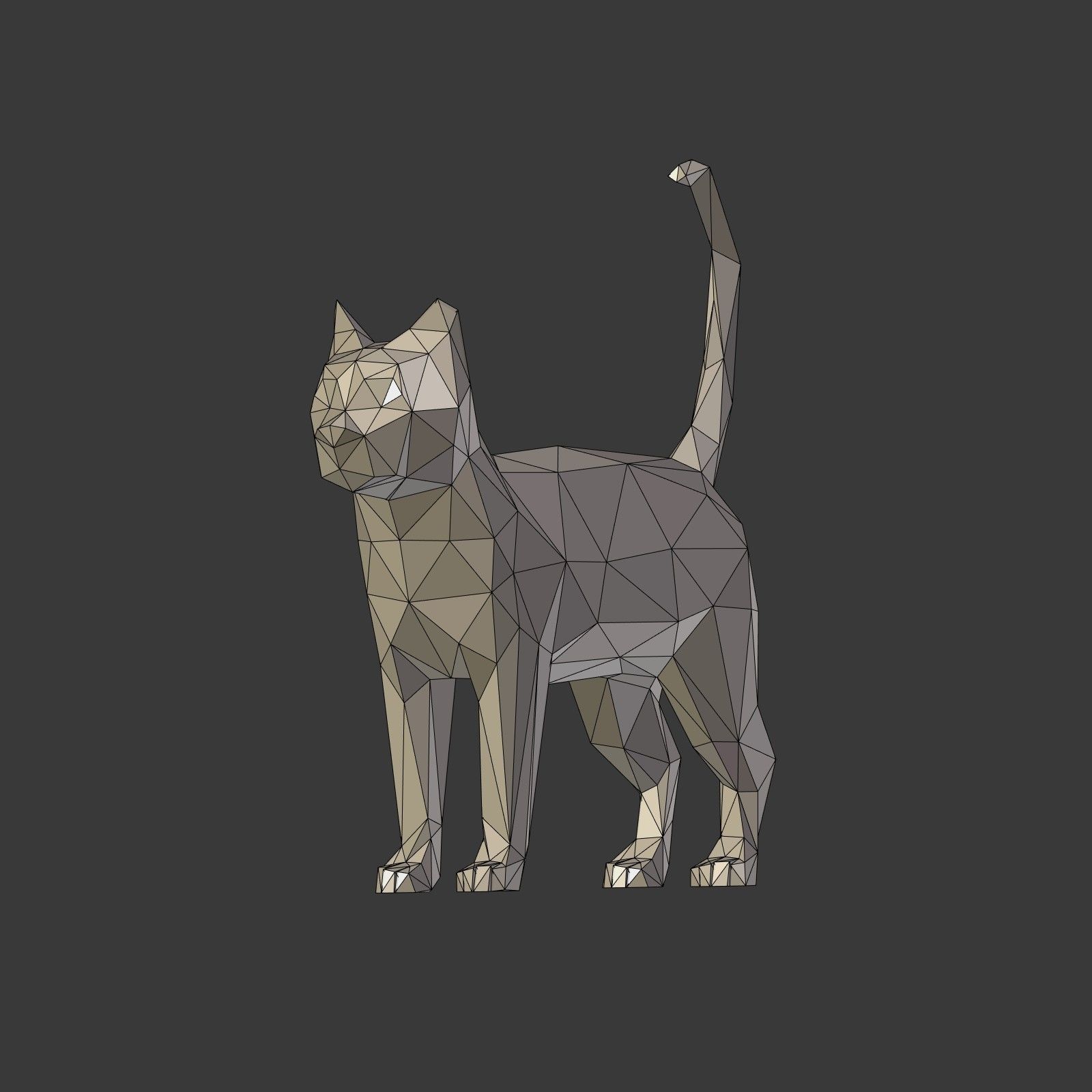 Low Poly Cartoon Cat Low-poly 3D model_6