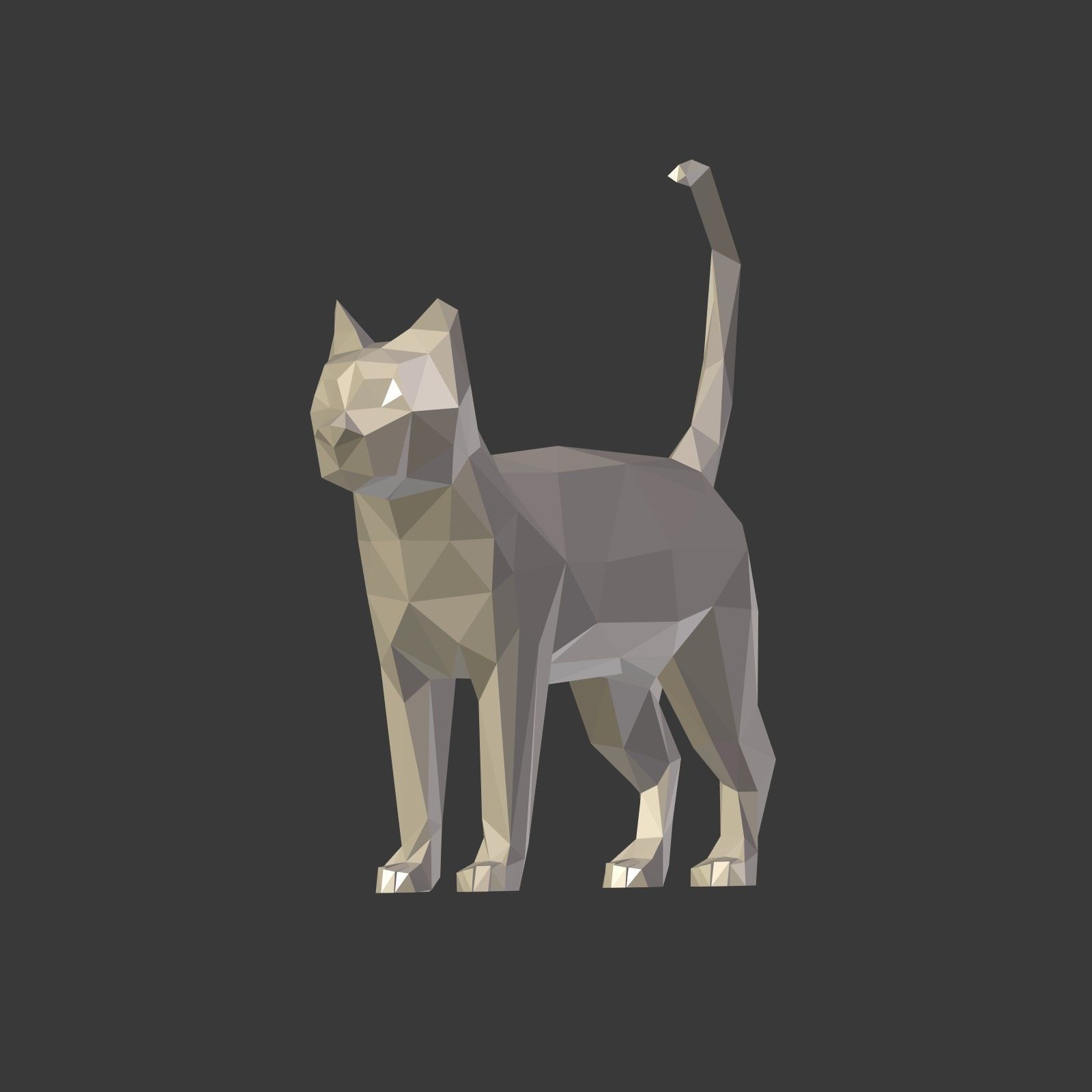 Low Poly Cartoon Cat Low-poly 3D model_5