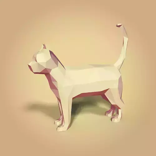 Low Poly Cartoon Cat Low-poly 3D model