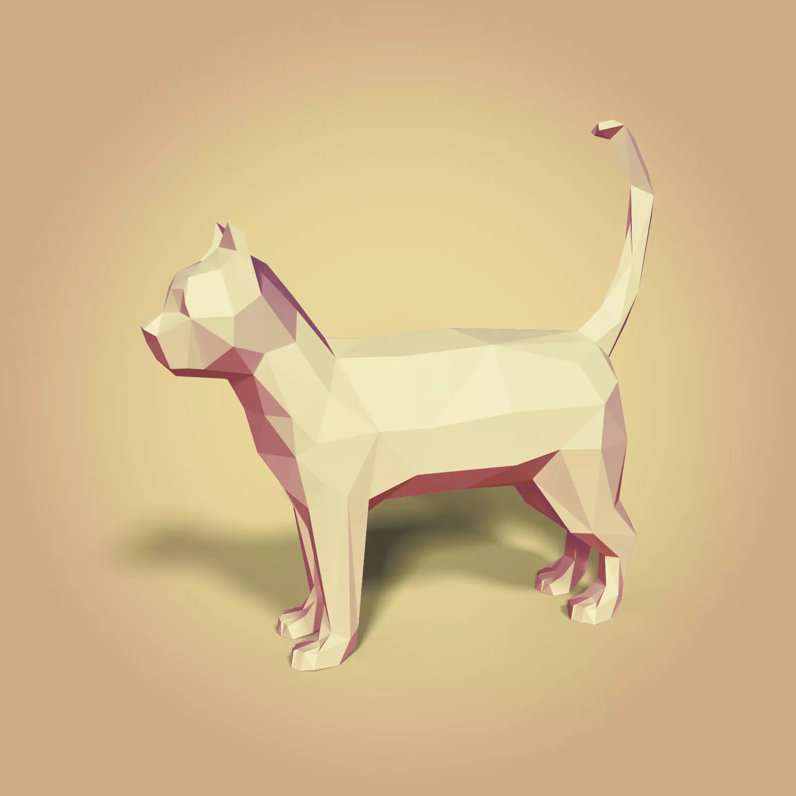Low Poly Cartoon Cat Low-poly 3D model_0