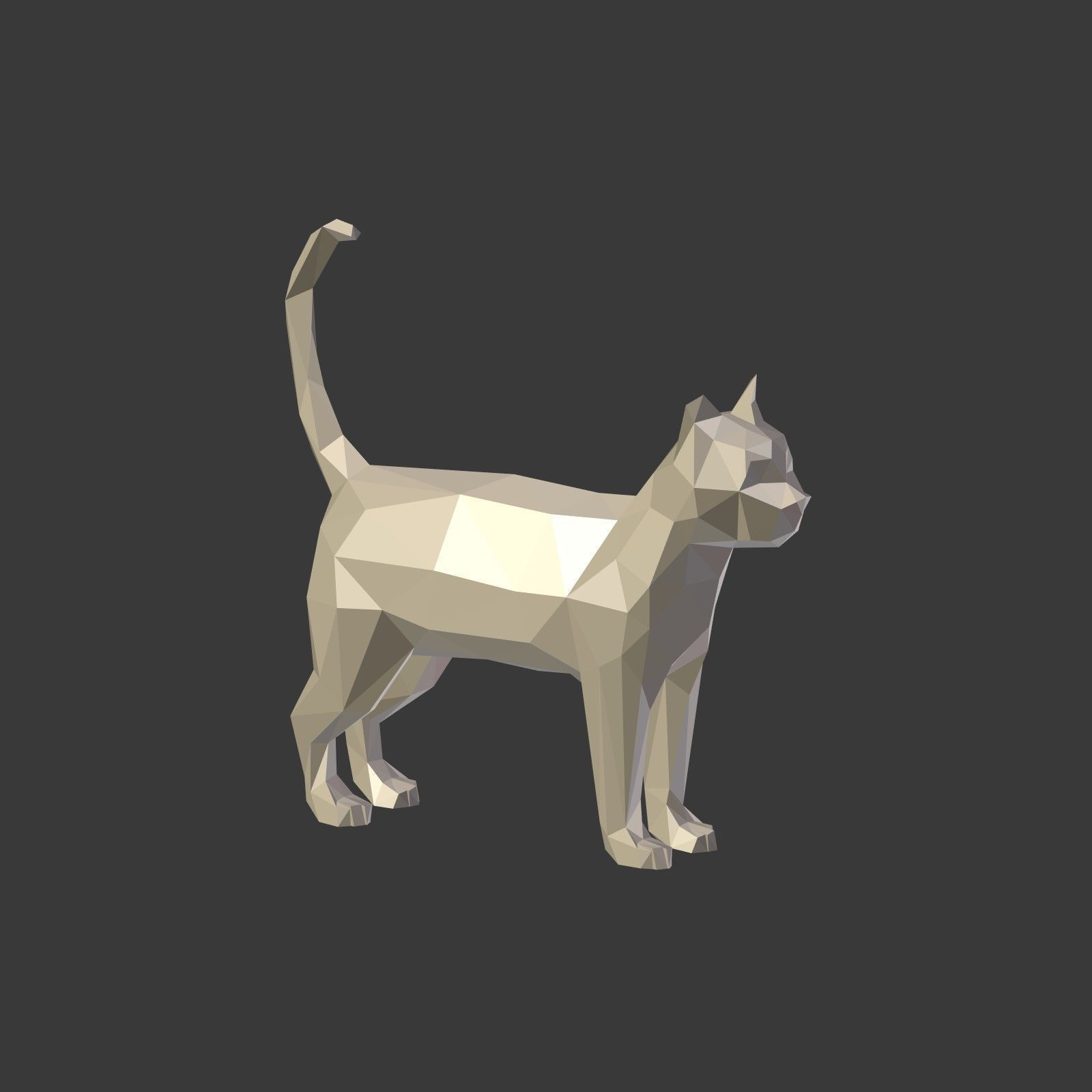 Low Poly Cartoon Cat Low-poly 3D model_3