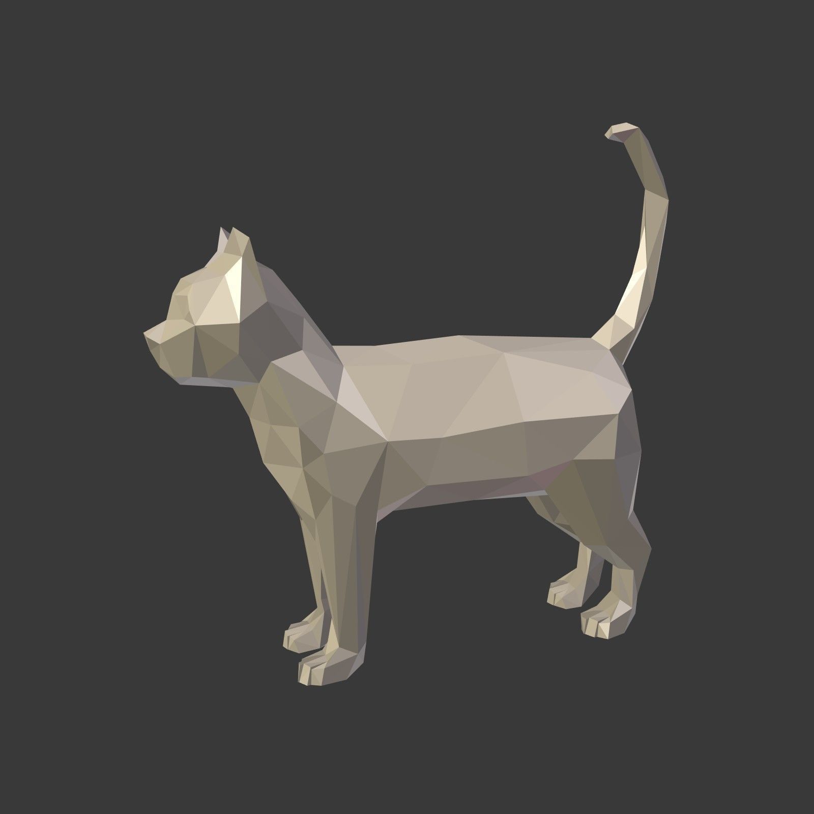 Low Poly Cartoon Cat Low-poly 3D model_1