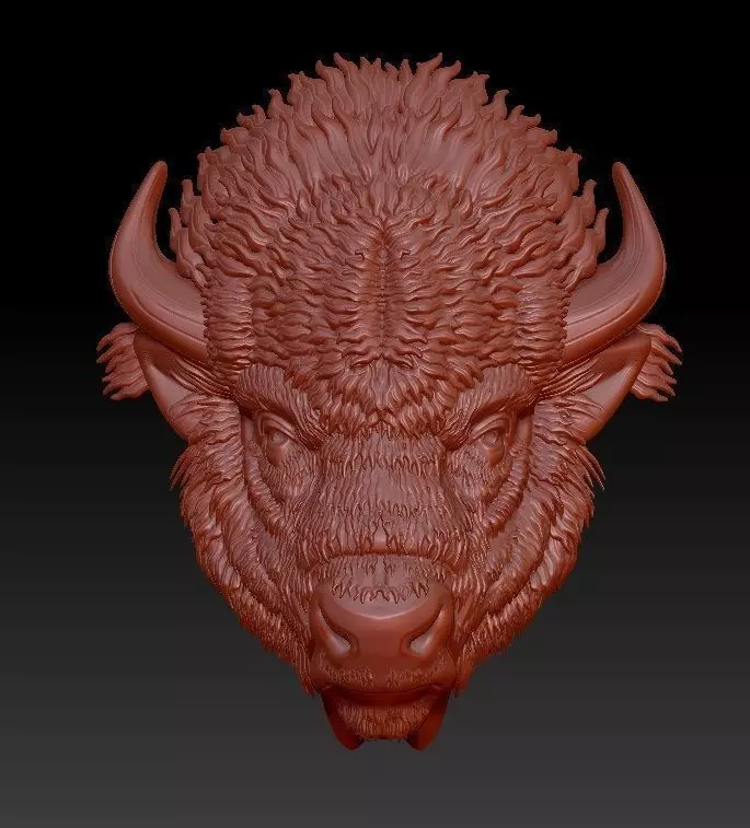 bison head  3D print model_0