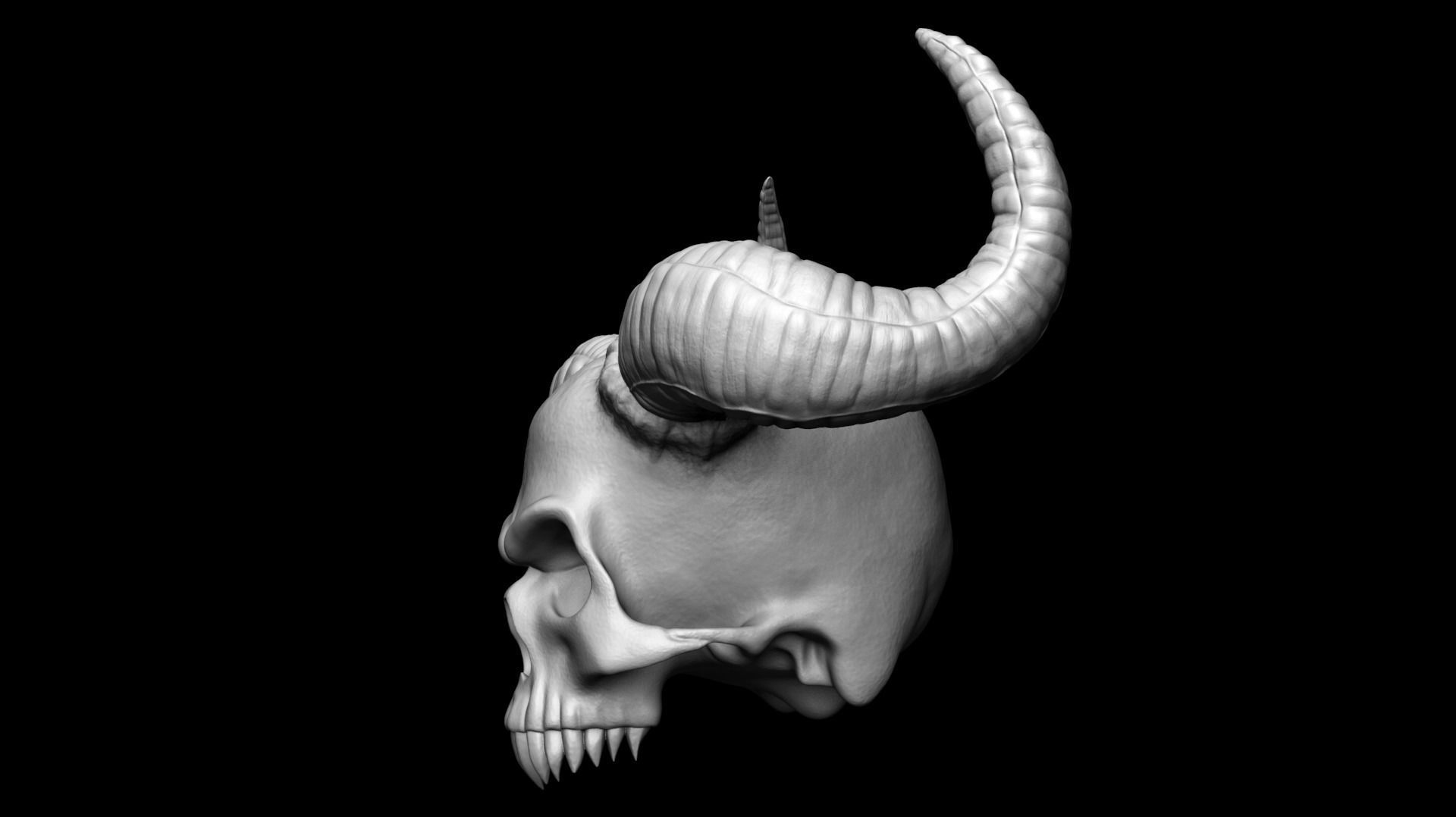 Scull with horns 3D print model_5