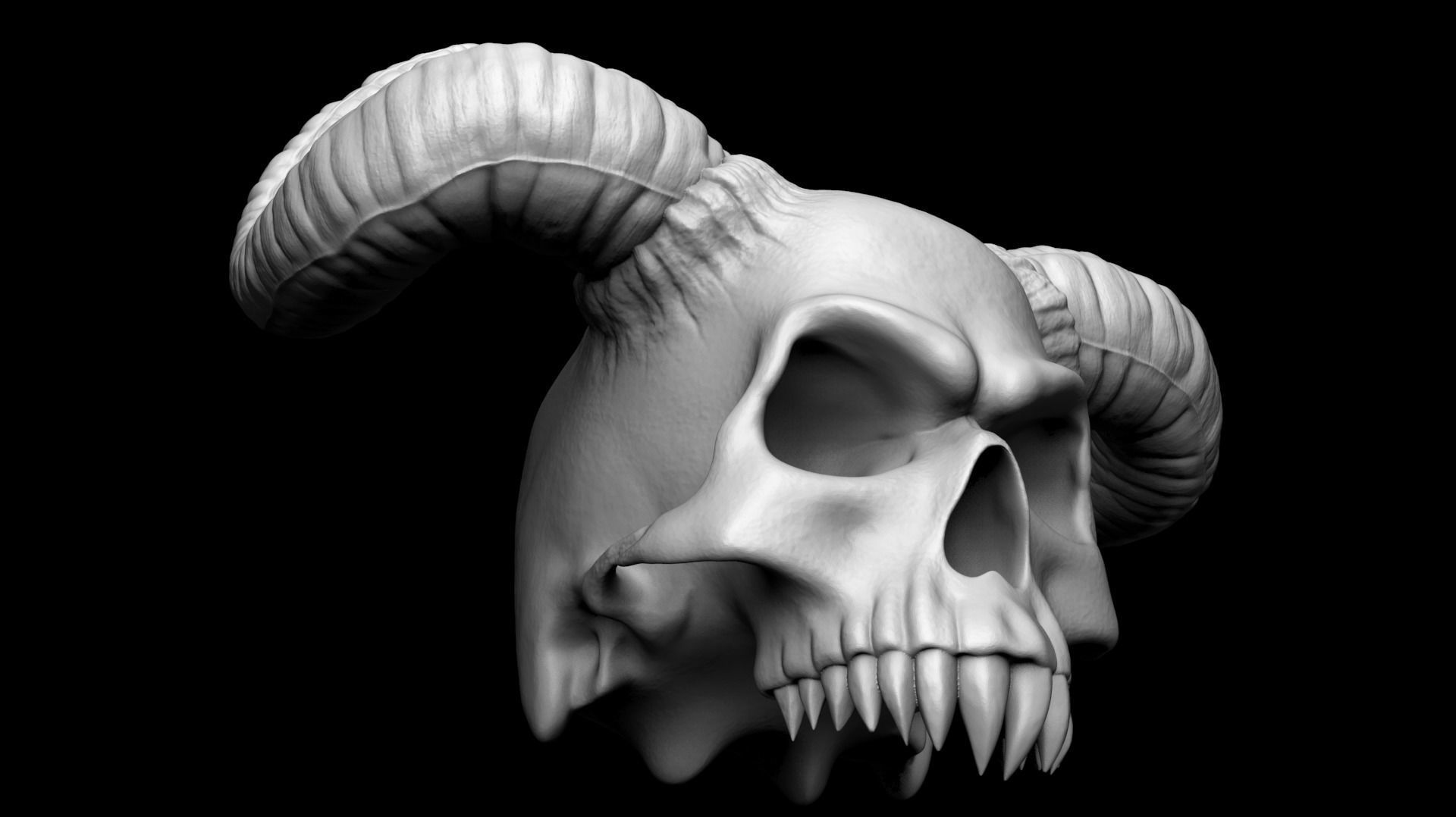 Scull with horns 3D print model_4