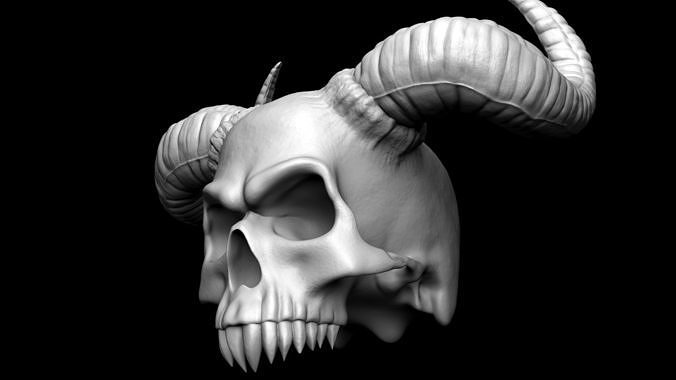 Scull with horns 3D print model