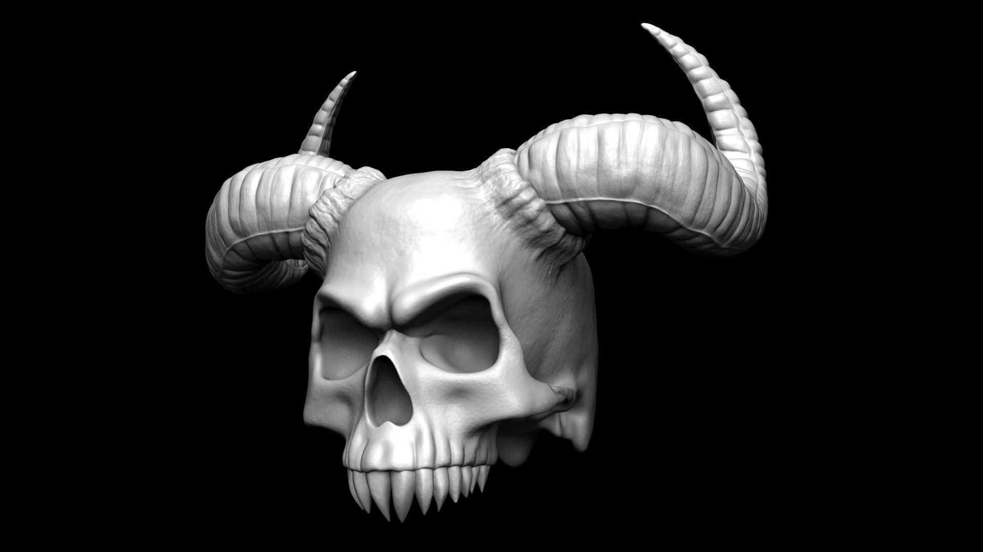 Scull with horns 3D print model_2