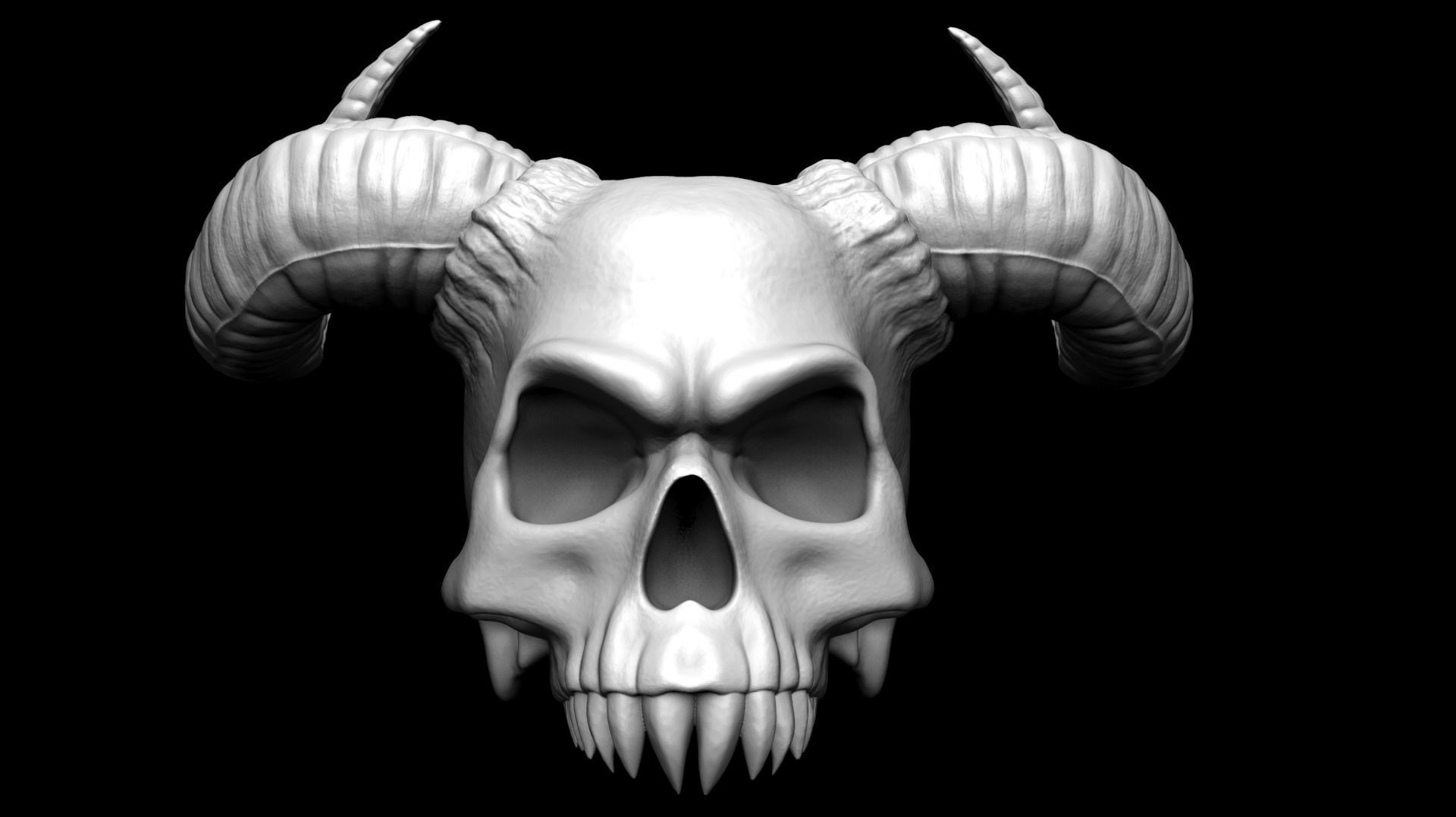 Scull with horns 3D print model_1