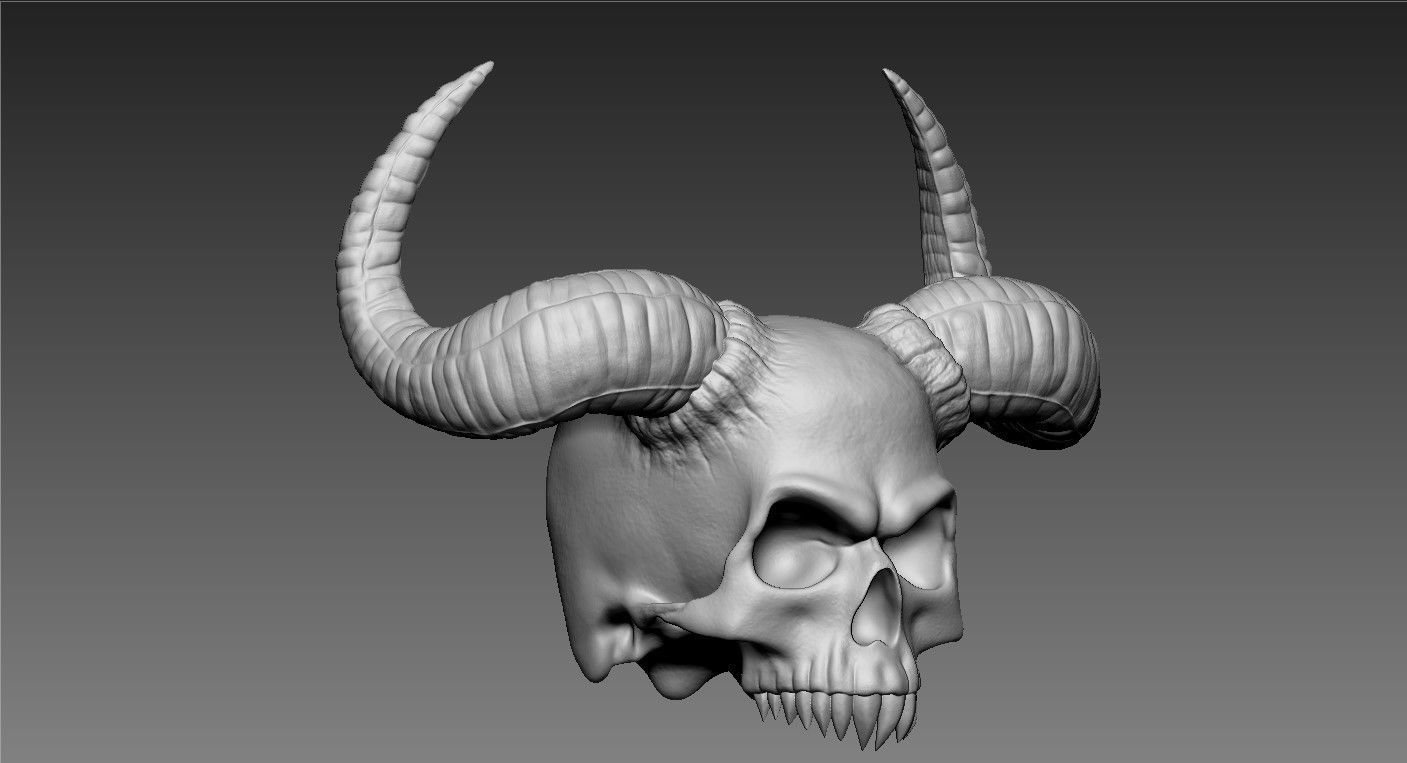 Scull with horns 3D print model_7