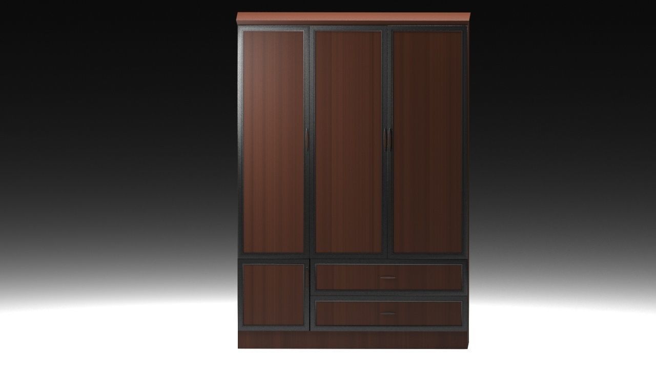 Wardrobe with doors and drawers 3D model_1