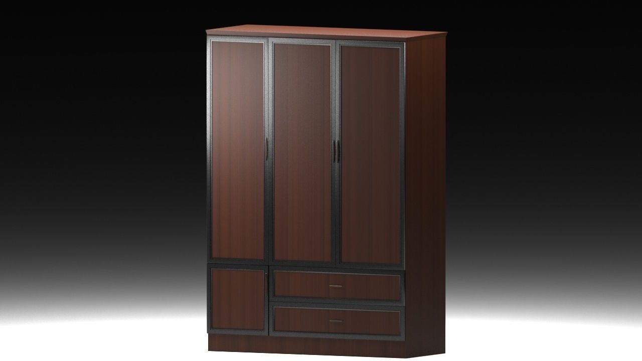 Wardrobe with doors and drawers 3D model_4