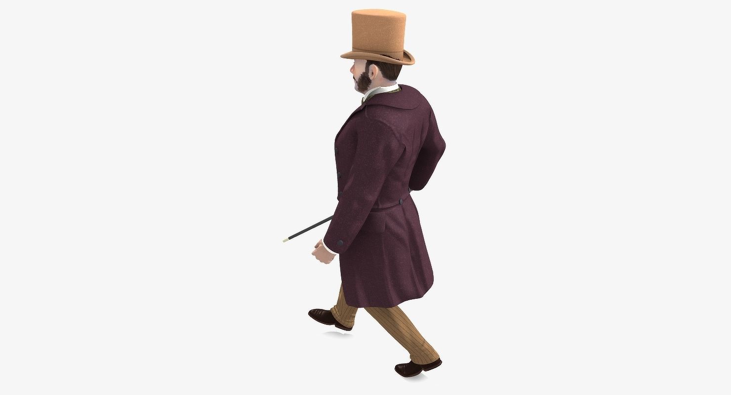 Victorian Gent - Rigged - 1 model 2 versions - Low Poly-rigged 3D model_13