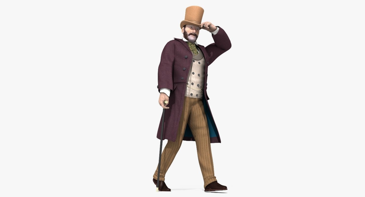 Victorian Gent - Rigged - 1 model 2 versions - Low Poly-rigged 3D model_22
