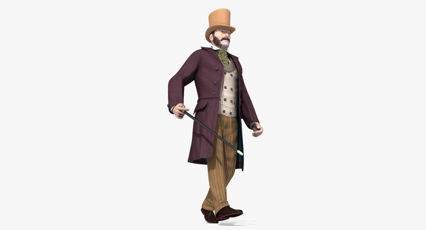 Victorian Gent - Rigged - 1 model 2 versions - Low Poly-rigged 3D model_31