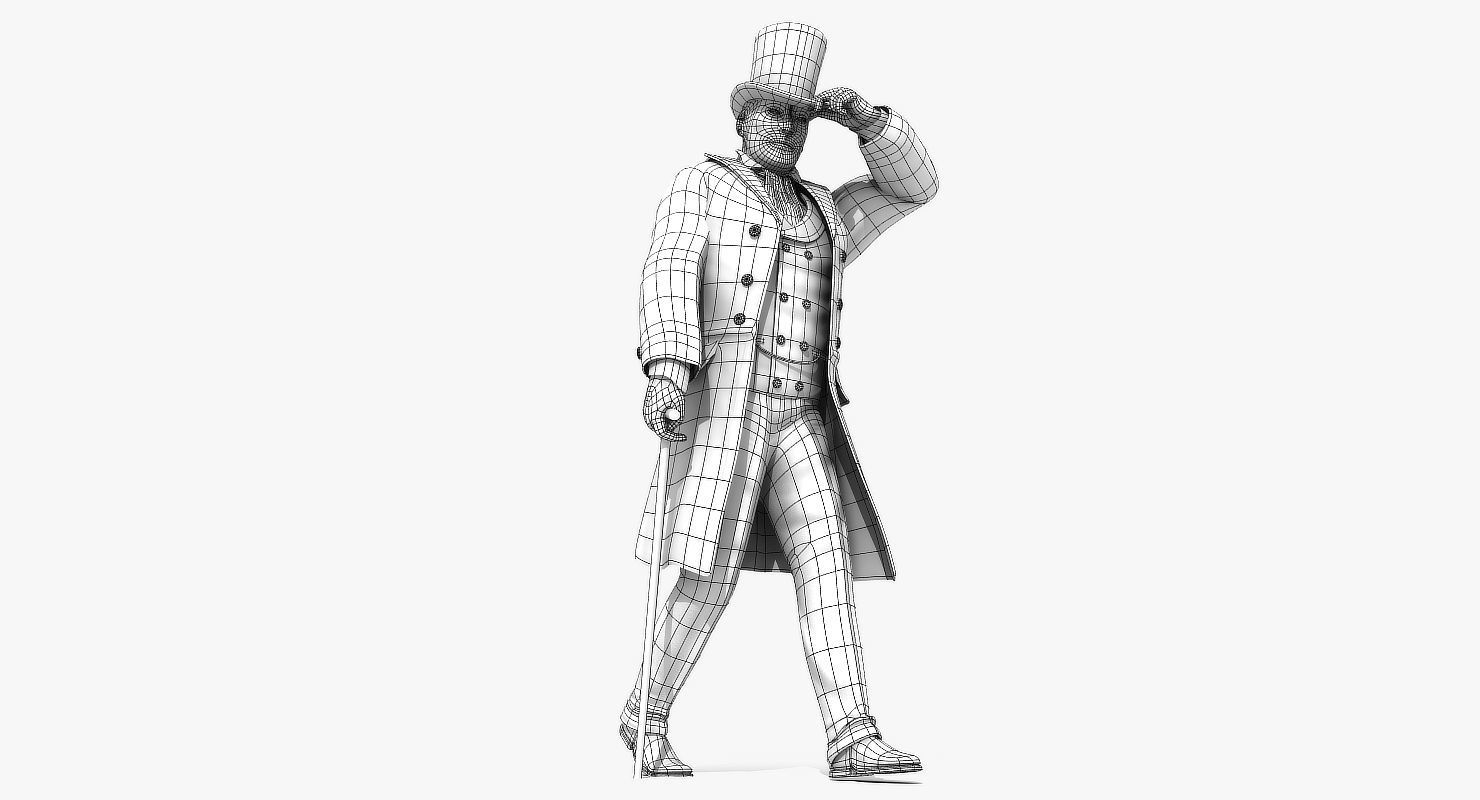 Victorian Gent - Rigged - 1 model 2 versions - Low Poly-rigged 3D model_23