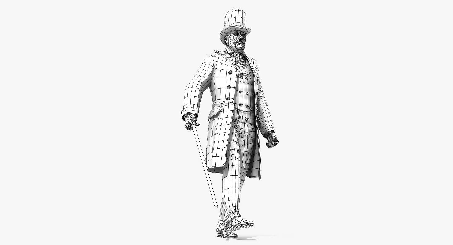Victorian Gent - Rigged - 1 model 2 versions - Low Poly-rigged 3D model_20