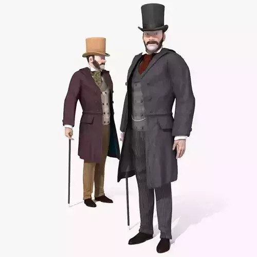 Victorian Gent - Rigged - 1 model 2 versions - Low Poly-rigged 3D model