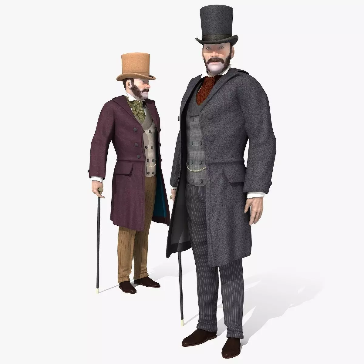 Victorian Gent - Rigged - 1 model 2 versions - Low Poly-rigged 3D model_0