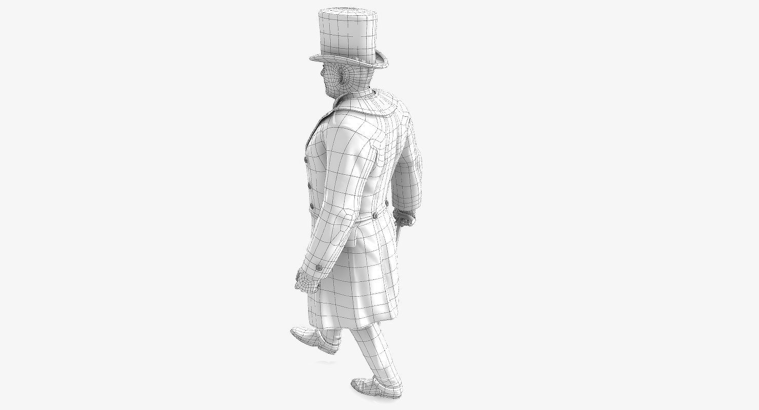 Victorian Gent - Rigged - 1 model 2 versions - Low Poly-rigged 3D model_17