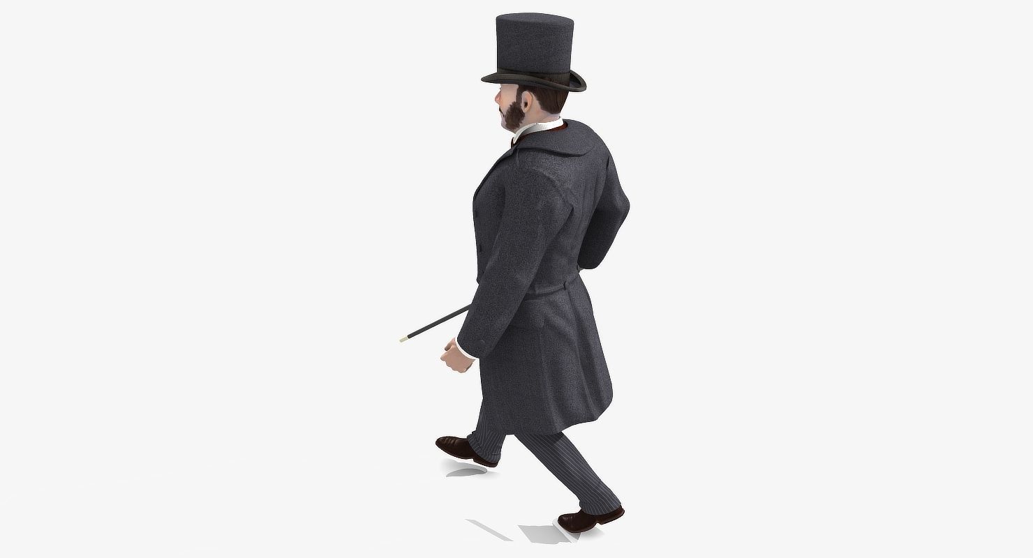 Victorian Gent - Rigged - 1 model 2 versions - Low Poly-rigged 3D model_12