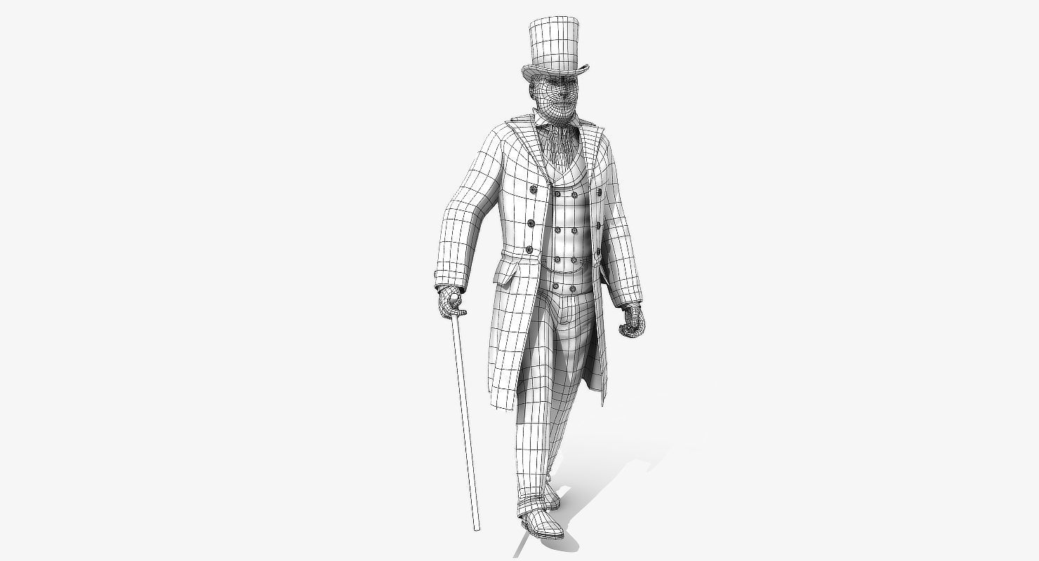 Victorian Gent - Rigged - 1 model 2 versions - Low Poly-rigged 3D model_29