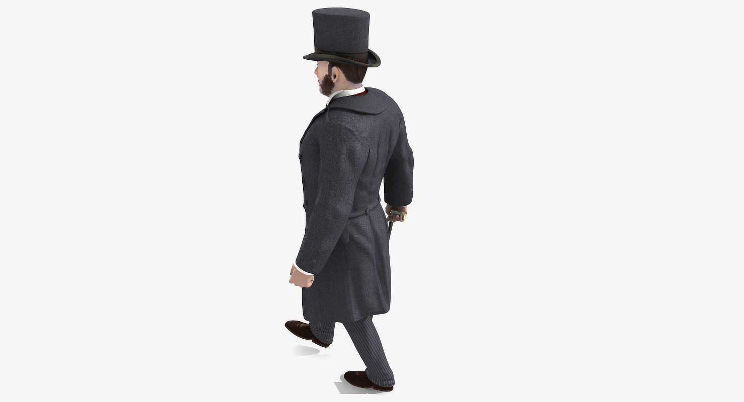 Victorian Gent - Rigged - 1 model 2 versions - Low Poly-rigged 3D model_15