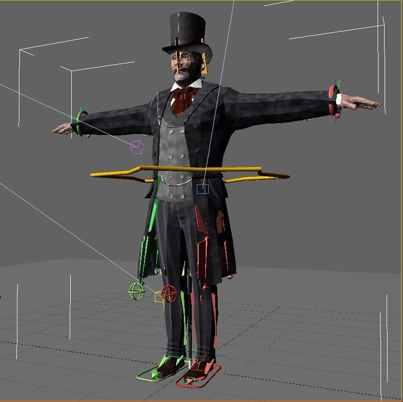 Victorian Gent - Rigged - 1 model 2 versions - Low Poly-rigged 3D model_34