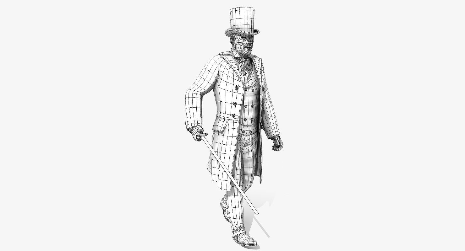 Victorian Gent - Rigged - 1 model 2 versions - Low Poly-rigged 3D model_8