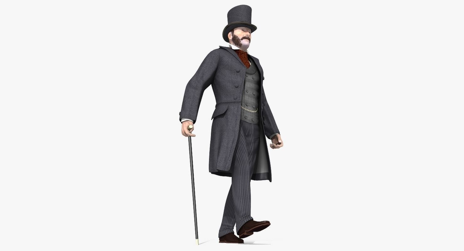 Victorian Gent - Rigged - 1 model 2 versions - Low Poly-rigged 3D model_24