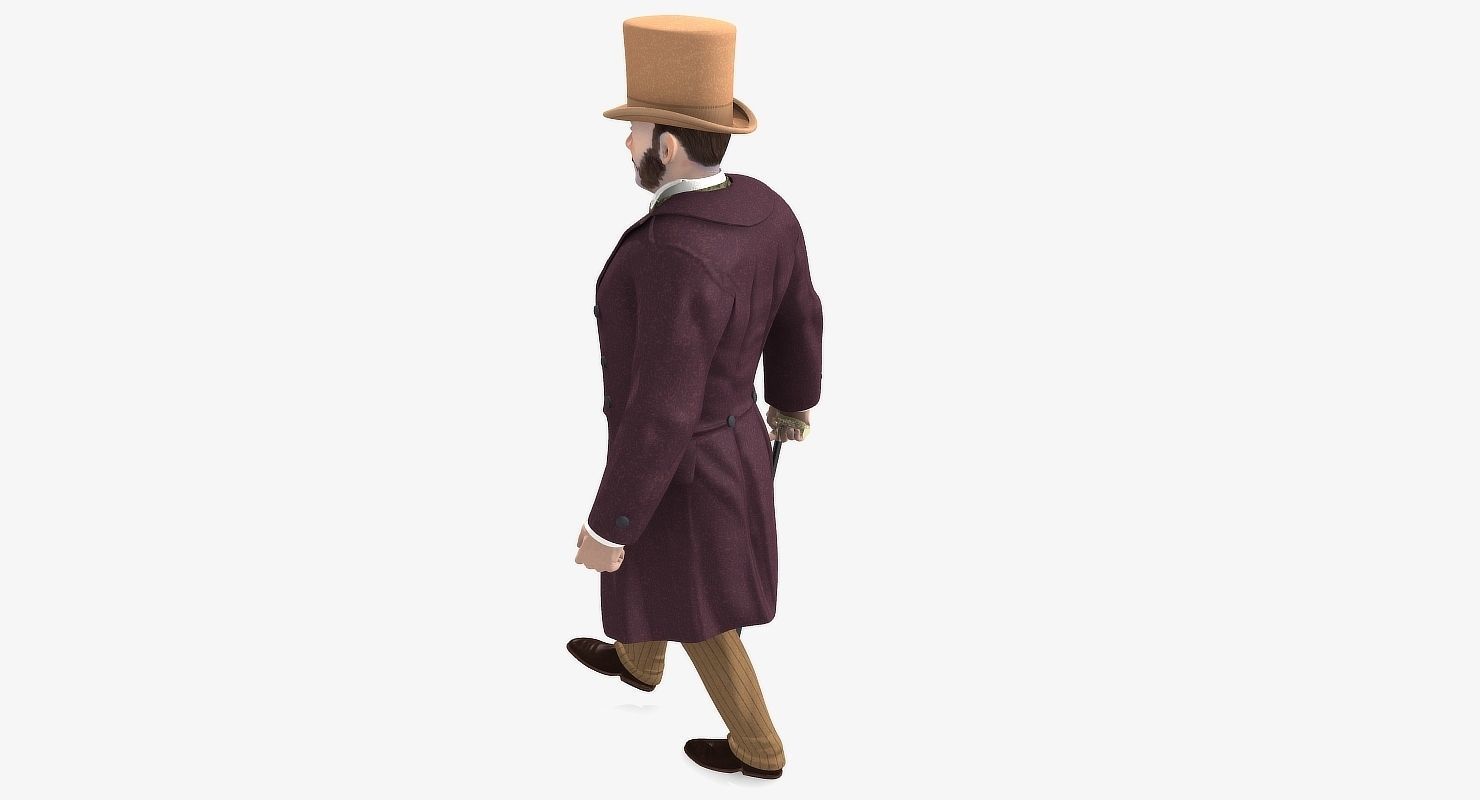 Victorian Gent - Rigged - 1 model 2 versions - Low Poly-rigged 3D model_16
