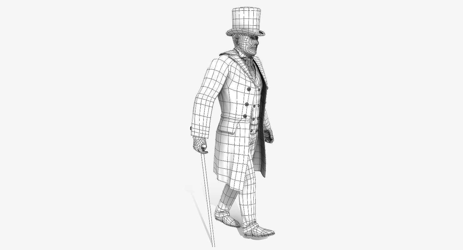 Victorian Gent - Rigged - 1 model 2 versions - Low Poly-rigged 3D model_11