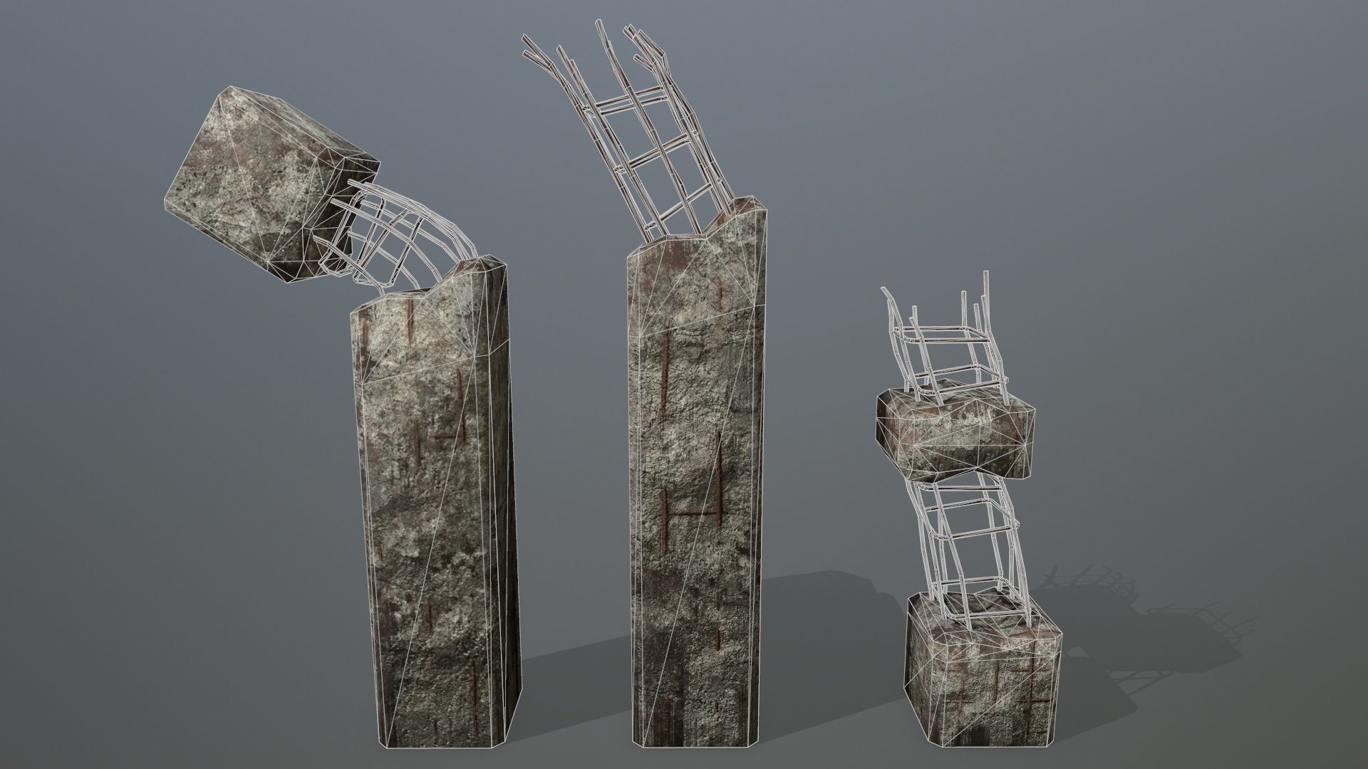 old concrete pole Low-poly 3D model_10