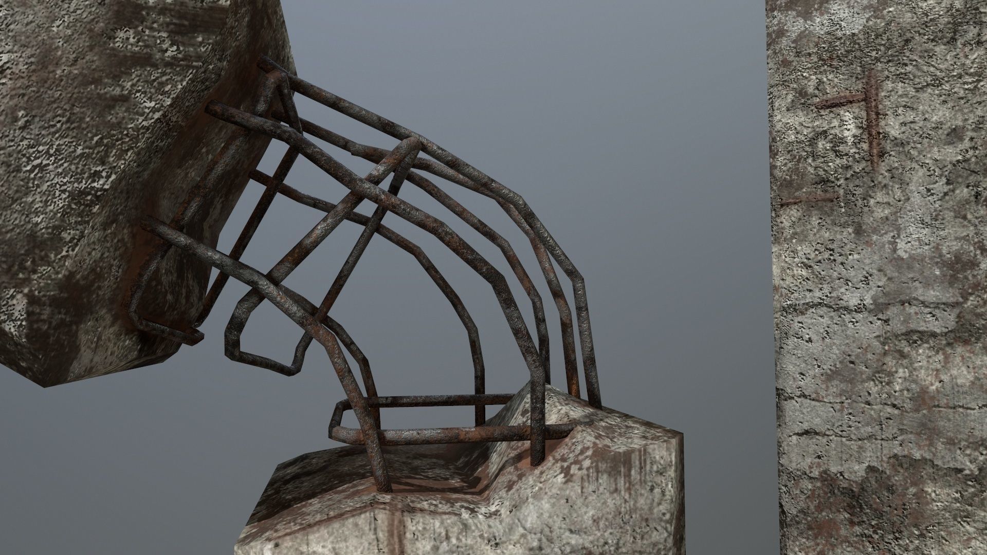 old concrete pole Low-poly 3D model_5