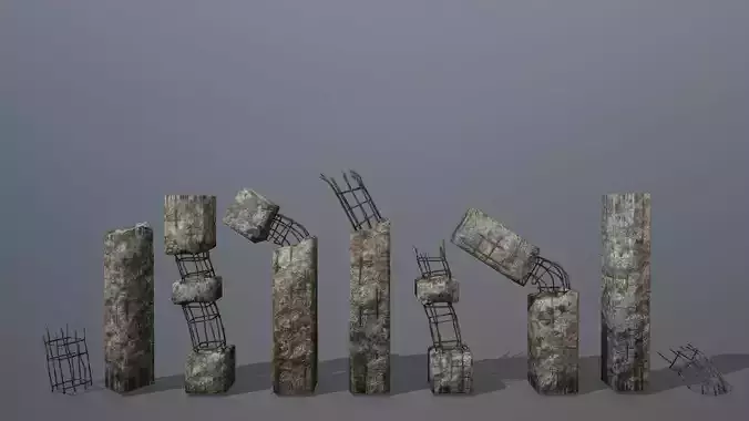 old concrete pole Low-poly 3D model