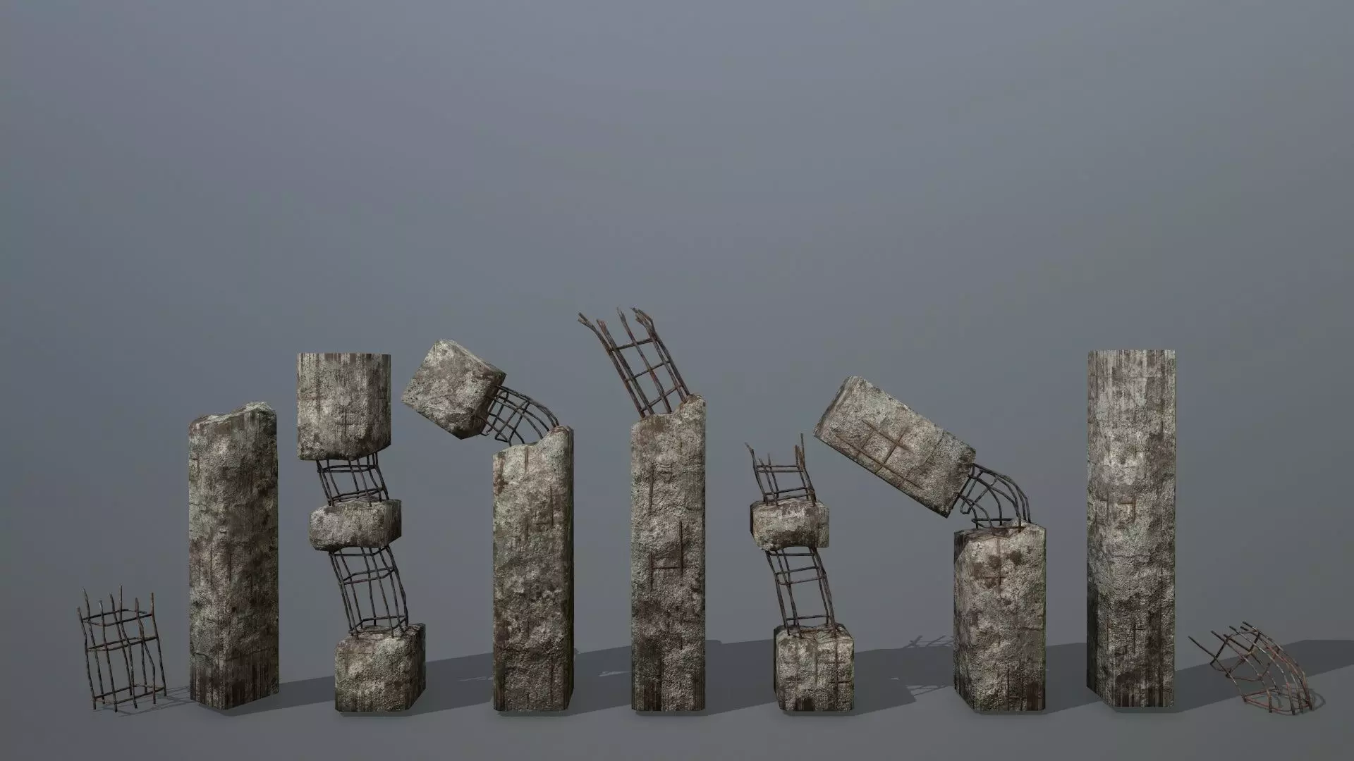 old concrete pole Low-poly 3D model_0