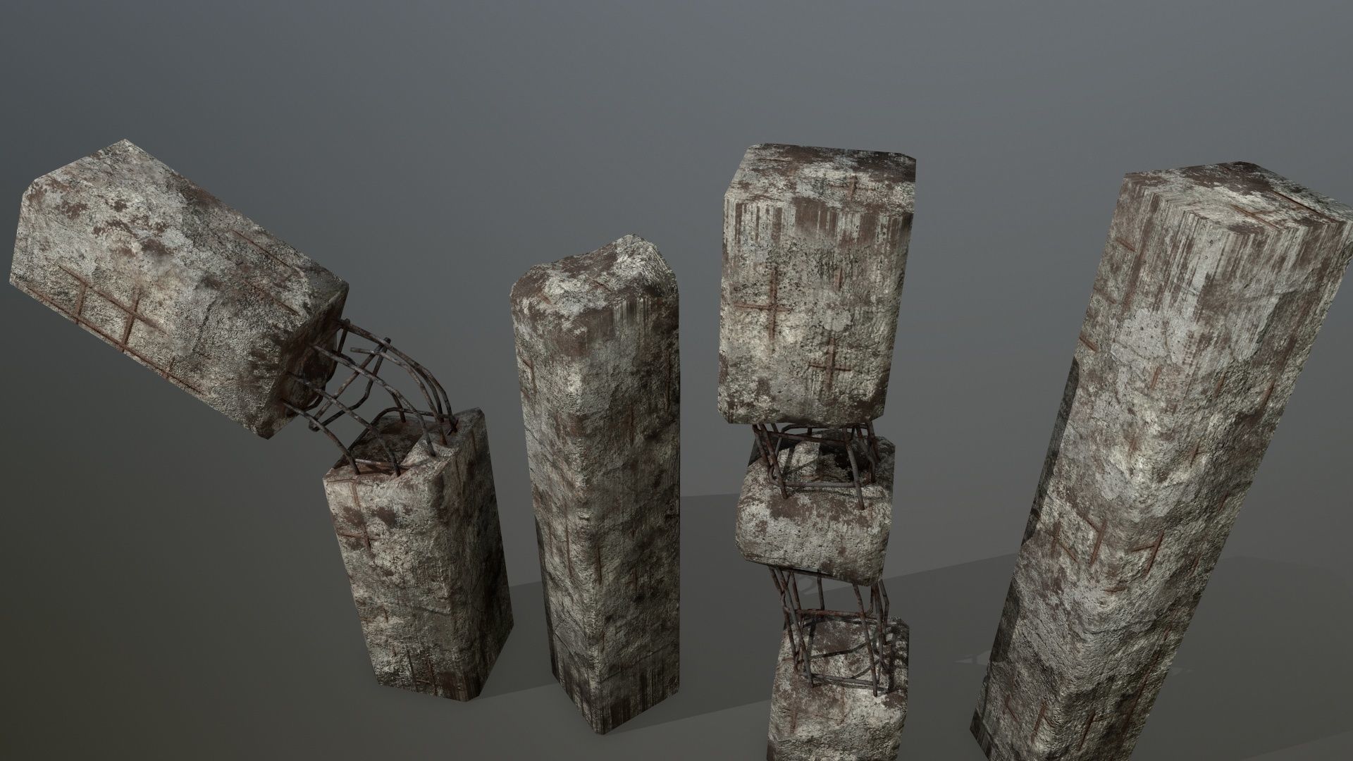 old concrete pole Low-poly 3D model_6