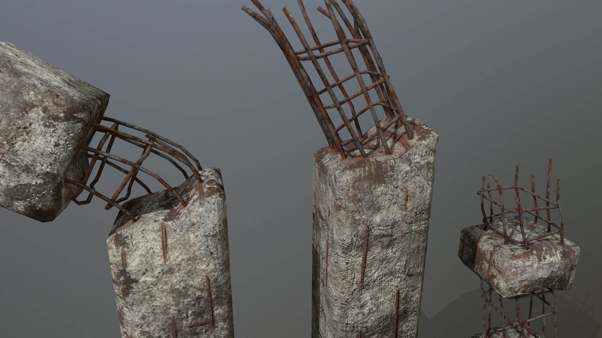old concrete pole Low-poly 3D model_2