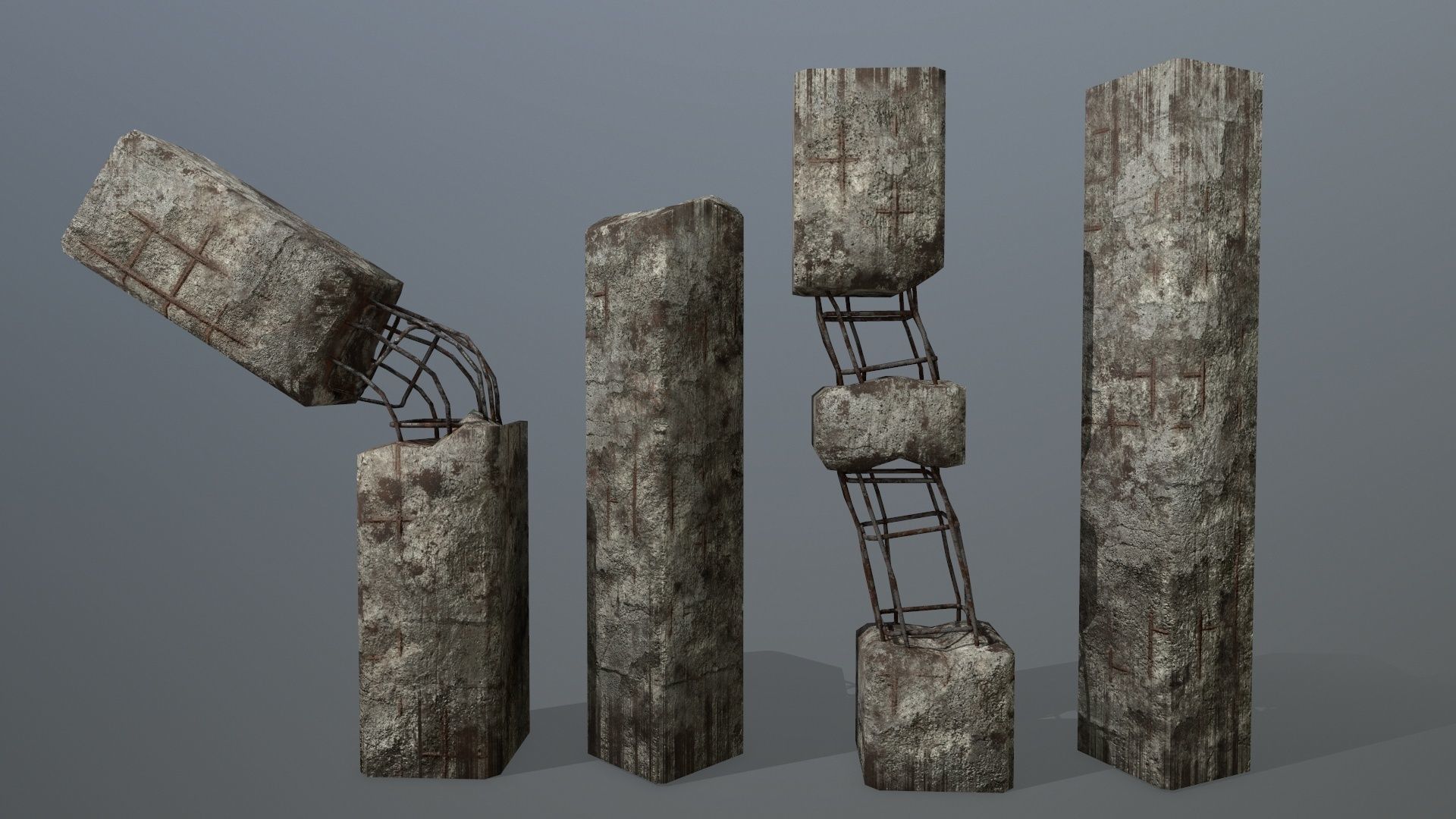 old concrete pole Low-poly 3D model_4