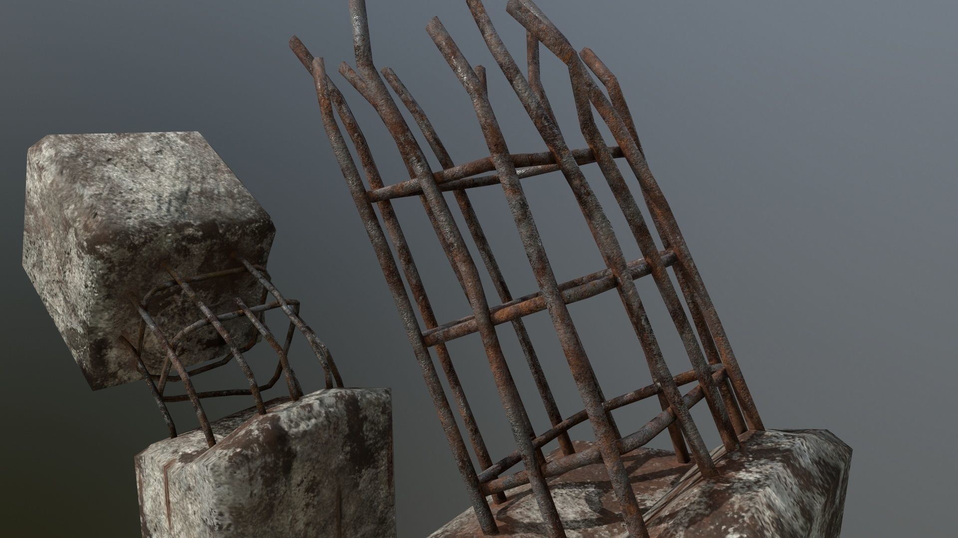 old concrete pole Low-poly 3D model_3