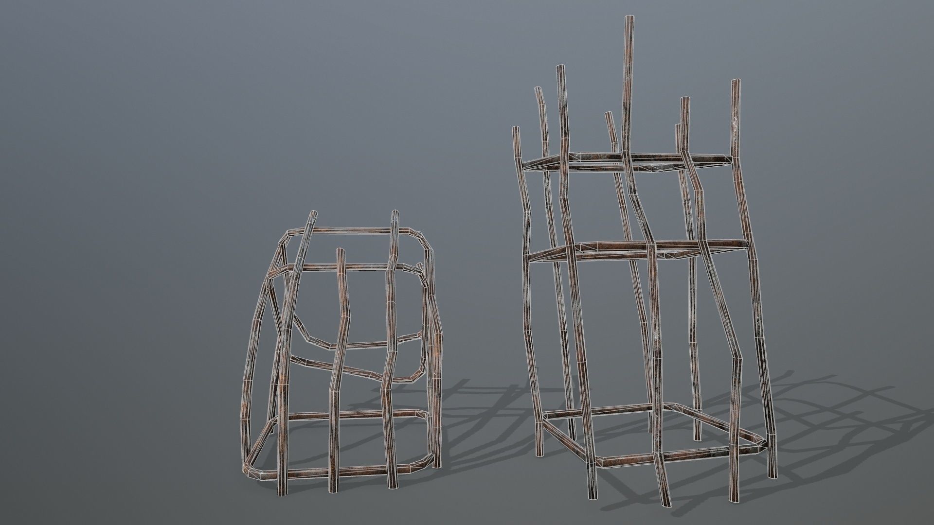 old concrete pole Low-poly 3D model_9