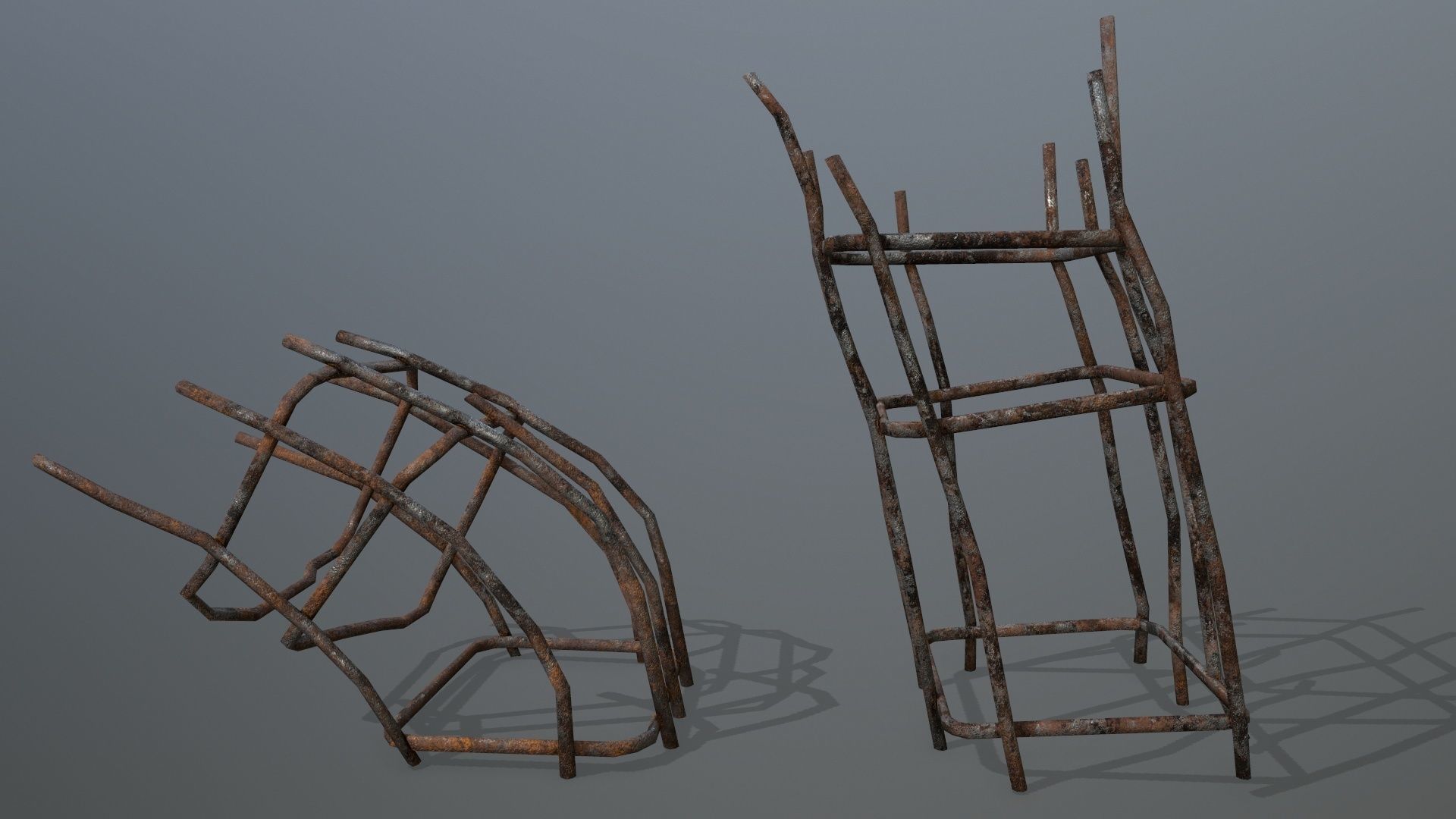 old concrete pole Low-poly 3D model_7