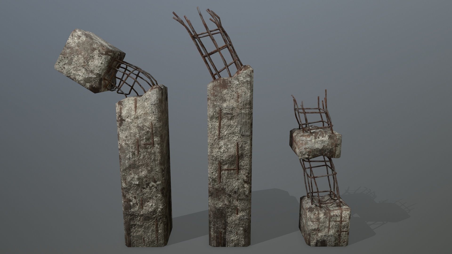 old concrete pole Low-poly 3D model_1