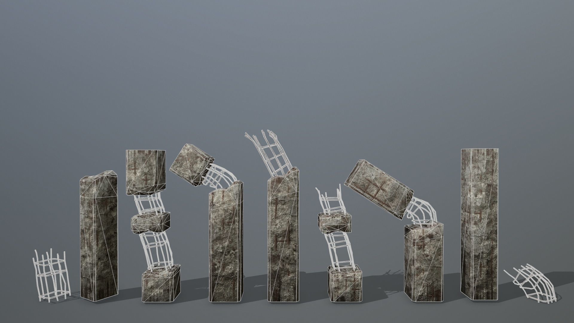 old concrete pole Low-poly 3D model_11