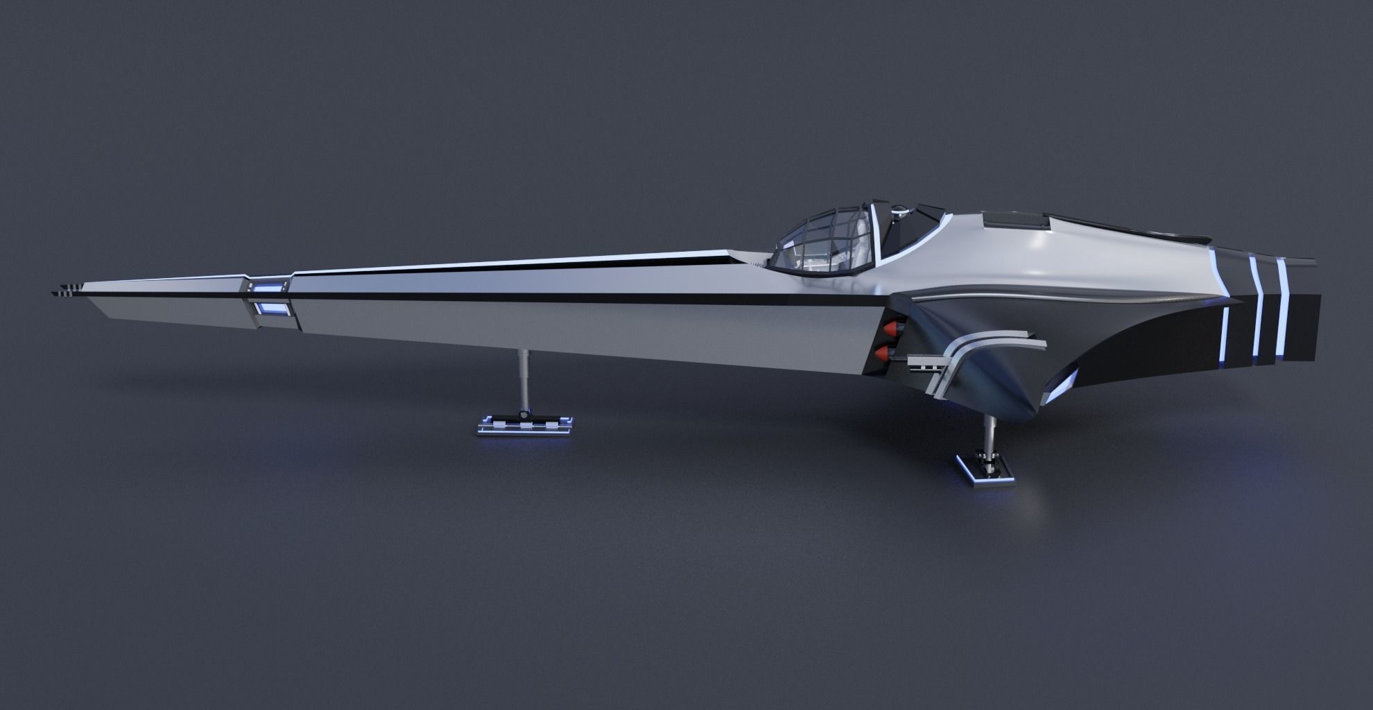Spaceship Space fighter scout lowpoly Low-poly 3D model_7