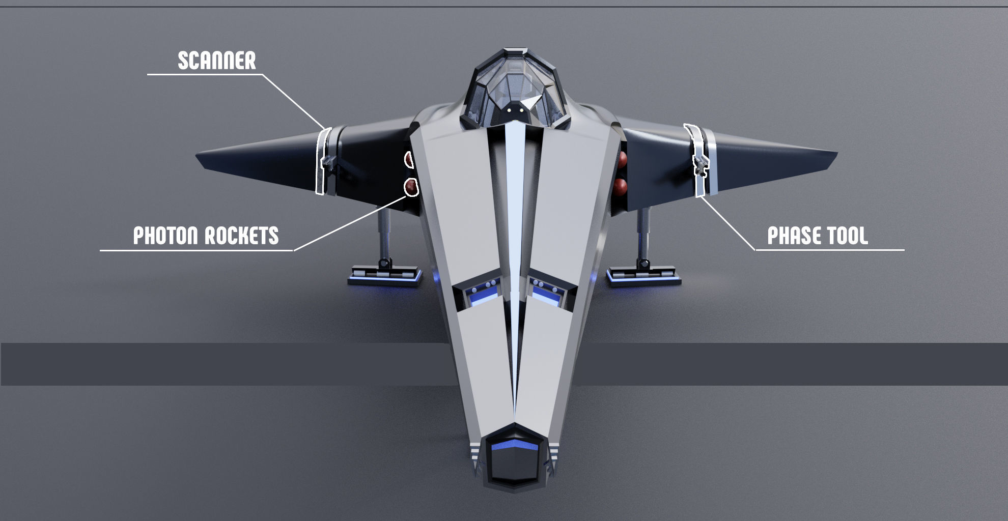 Spaceship Space fighter scout lowpoly Low-poly 3D model_2