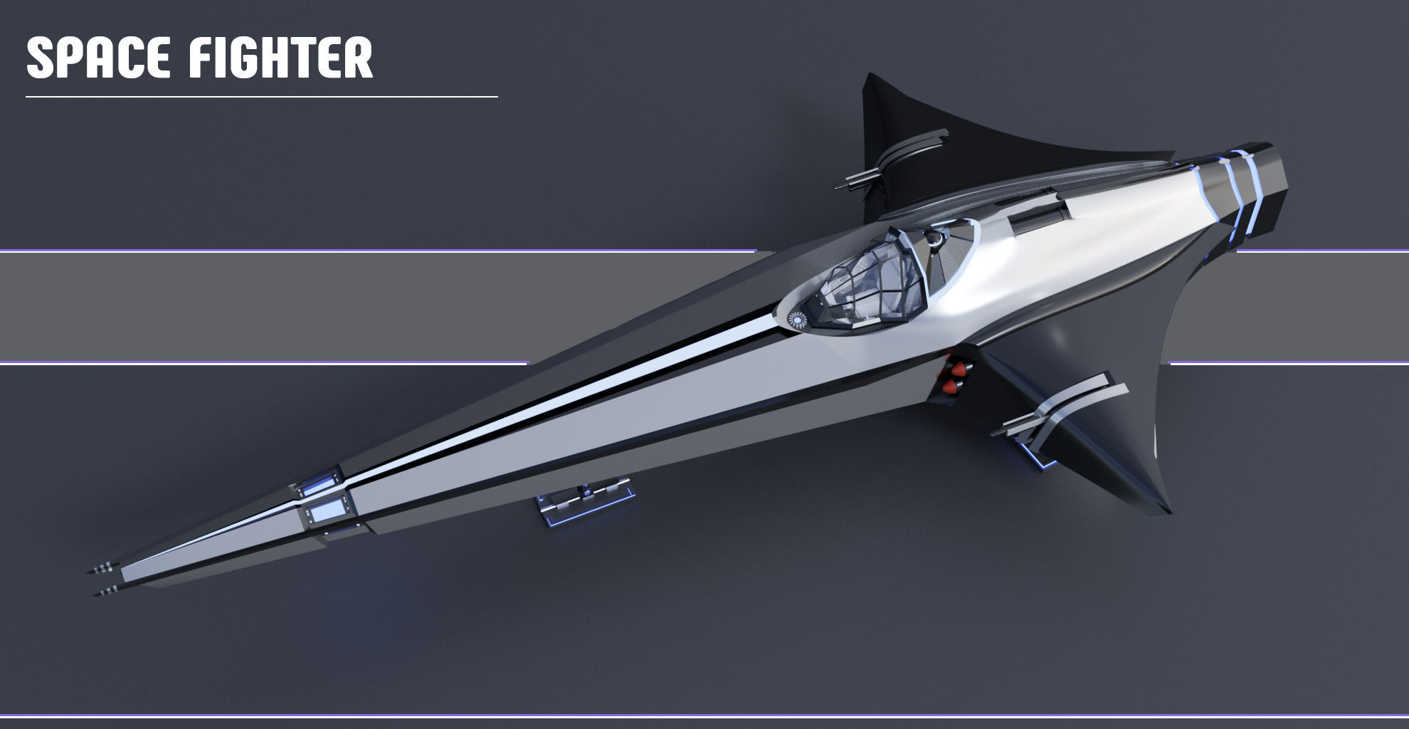 Spaceship Space fighter scout lowpoly Low-poly 3D model_0