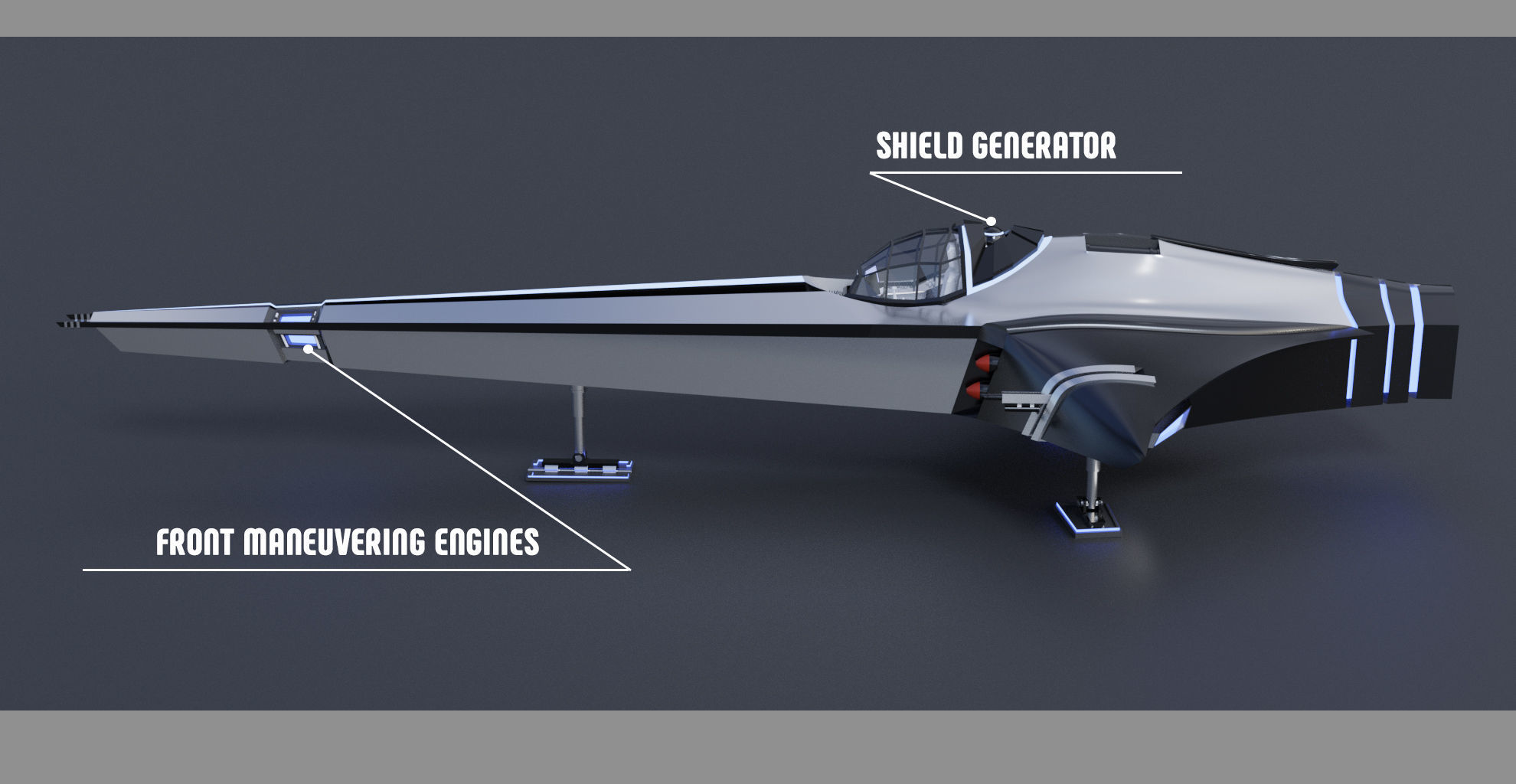 Spaceship Space fighter scout lowpoly Low-poly 3D model_3